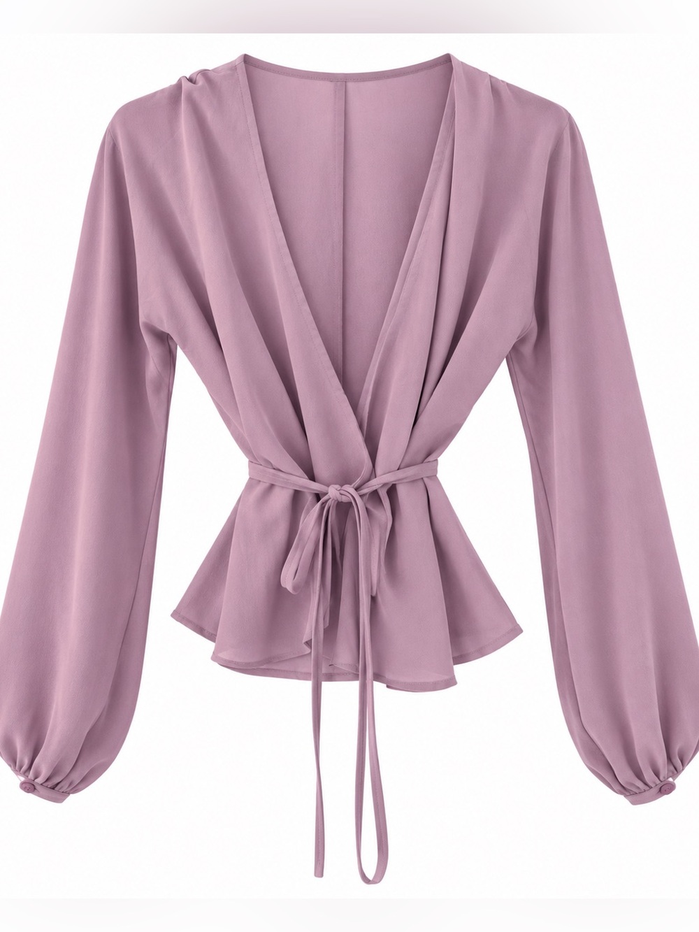 Aritzia Wilfred Mauve Wrap Tie Blouse Size M